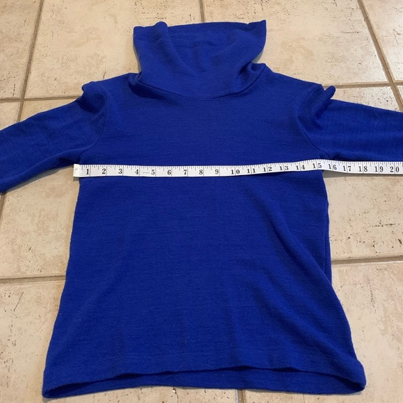 Vintage Royal Blue 100% Virgin Wool Turtleneck Sweater Woolmark Company Size S - Picture 4 of 6